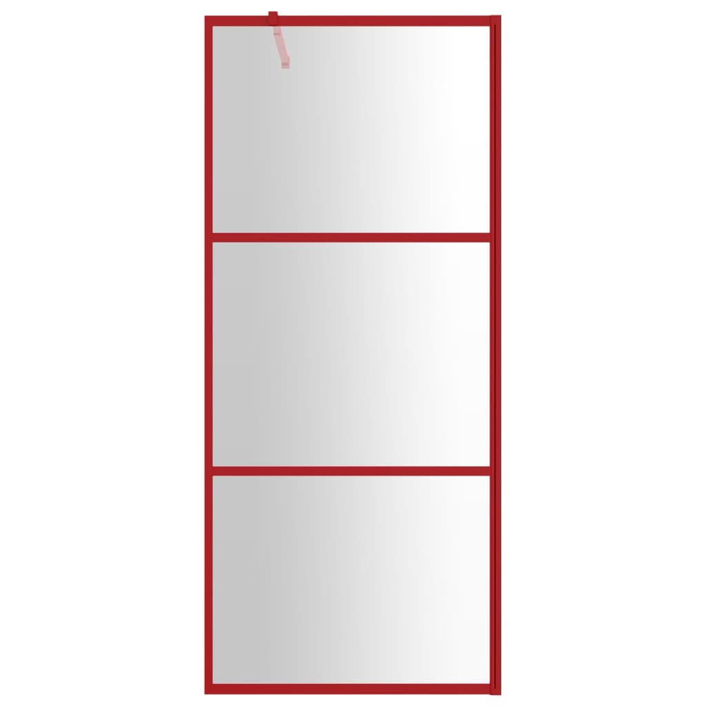 vidaXL Sprchová zástena s priehľadným ESG sklom, červená 80x195 cm