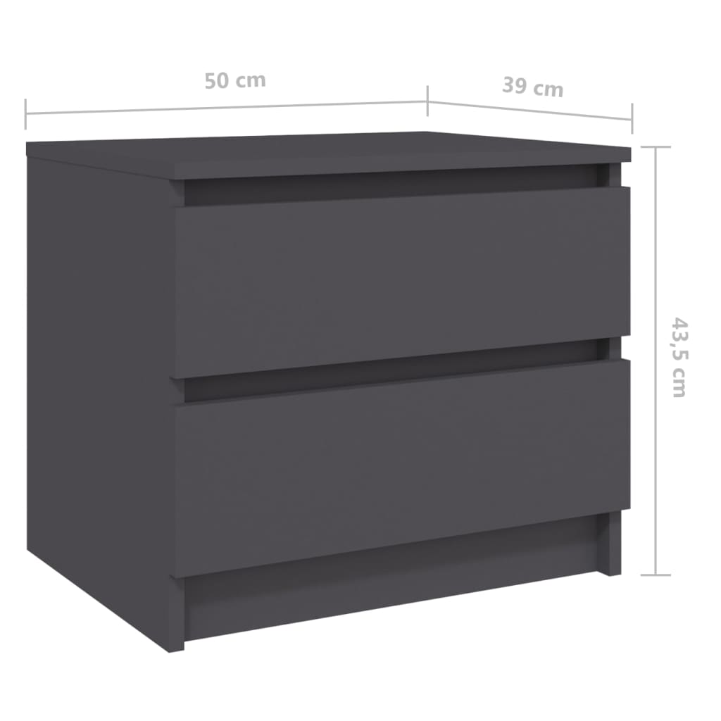 vidaXL Nočný stolík sivý 50x39x43,5 cm drevotrieska