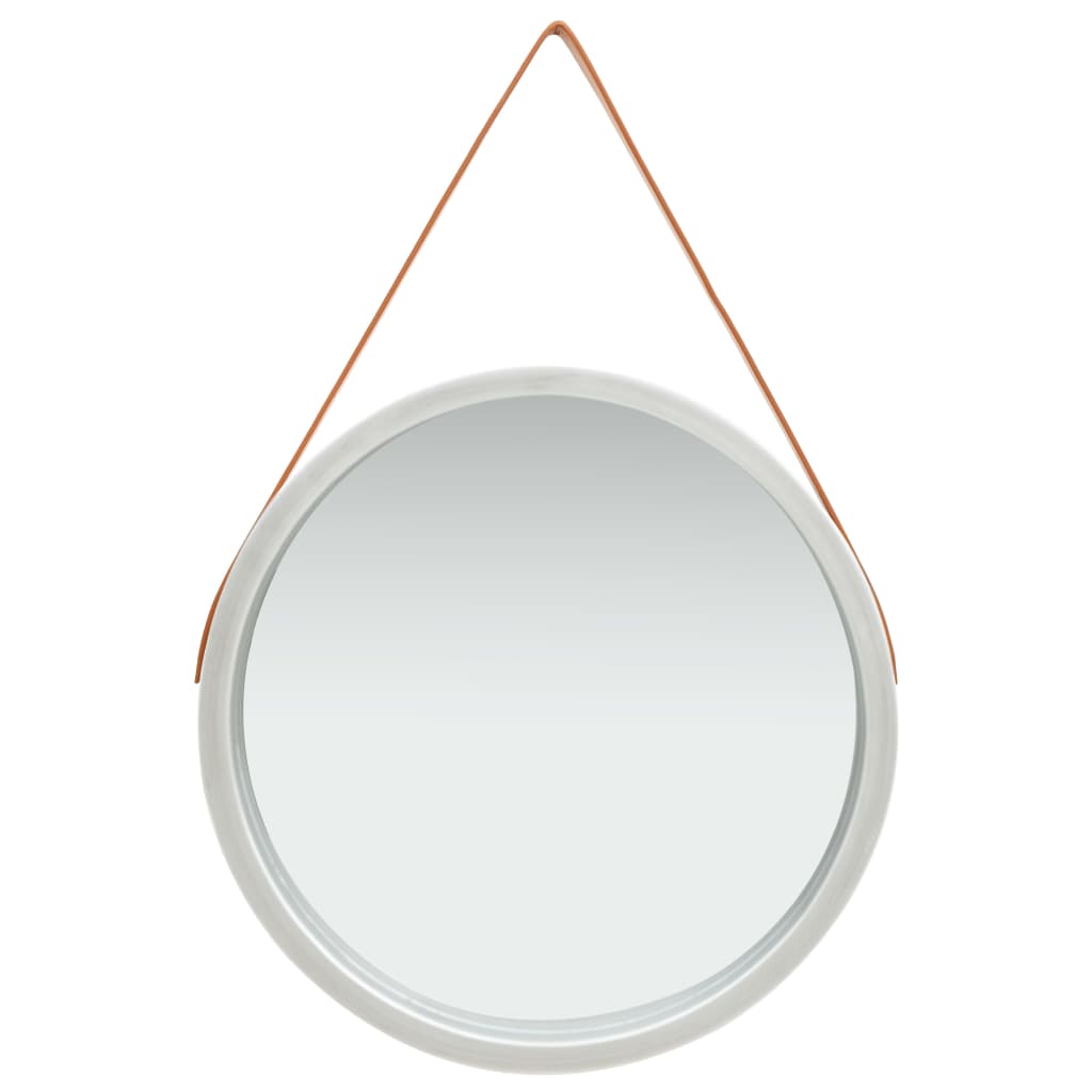 vidaXL Nástenné zrkadlo s popruhom strieborné 60 cm