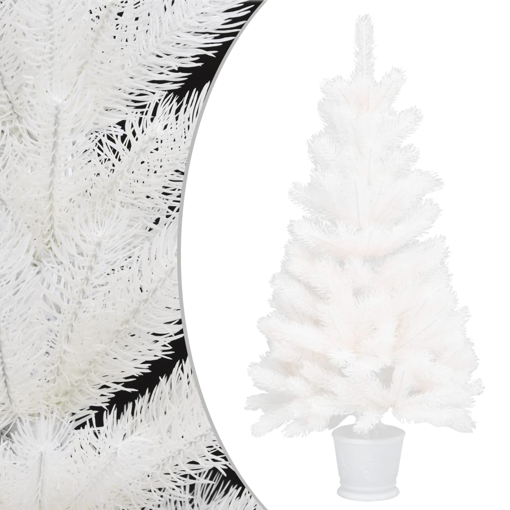 vidaXL Osvetlený umelý vianočný stromček, biely 90 cm