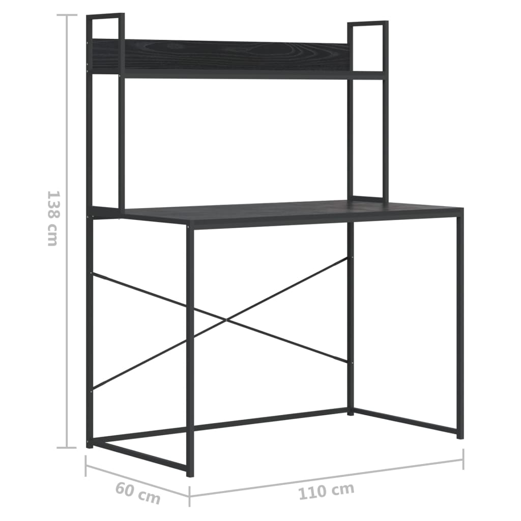 vidaXL Počítačový stôl čierny 110x60x138 cm
