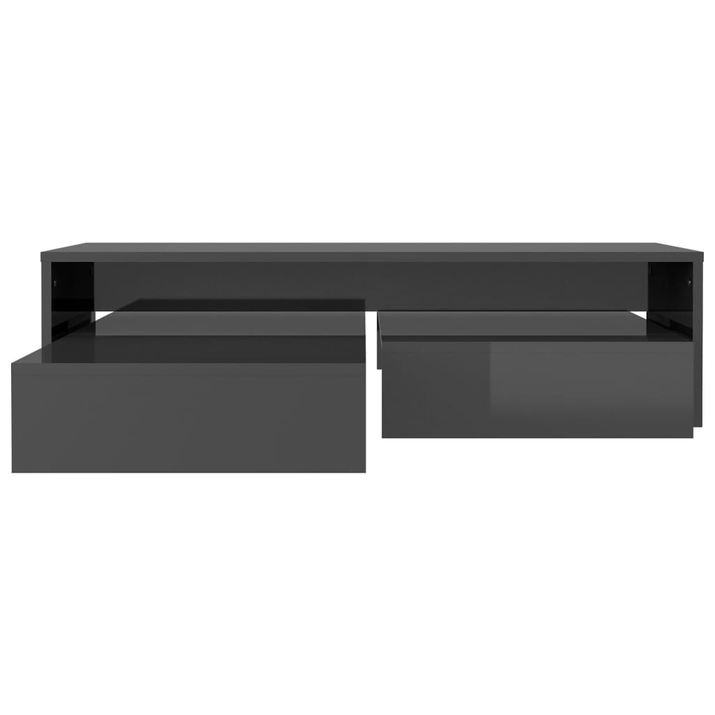 vidaXL Zasúvací konferenčný stolík lesklý sivý 100x100x26,5 cm