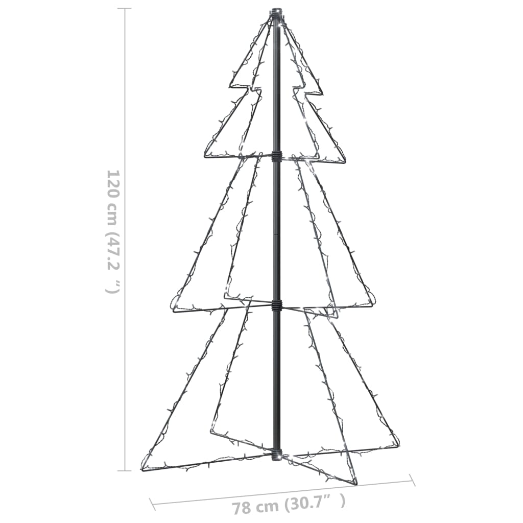 vidaXL Vianočný stromček, kužeľ, 160 LED, dovnútra aj von 78x120 cm