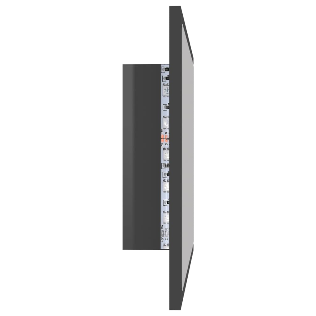 vidaXL LED kúpeľňové zrkadlo lesklé sivé 60x8,5x37 cm akryl