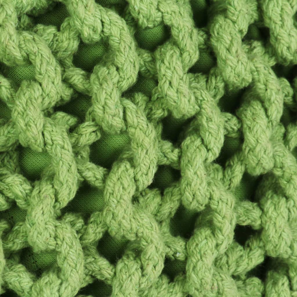 vidaXL Ručne pletená bavlnená taburetka, 50x35 cm, zelená
