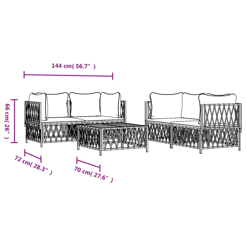vidaXL 5-dielna záhradná sedacia súprava s podložkami antracitová oceľ