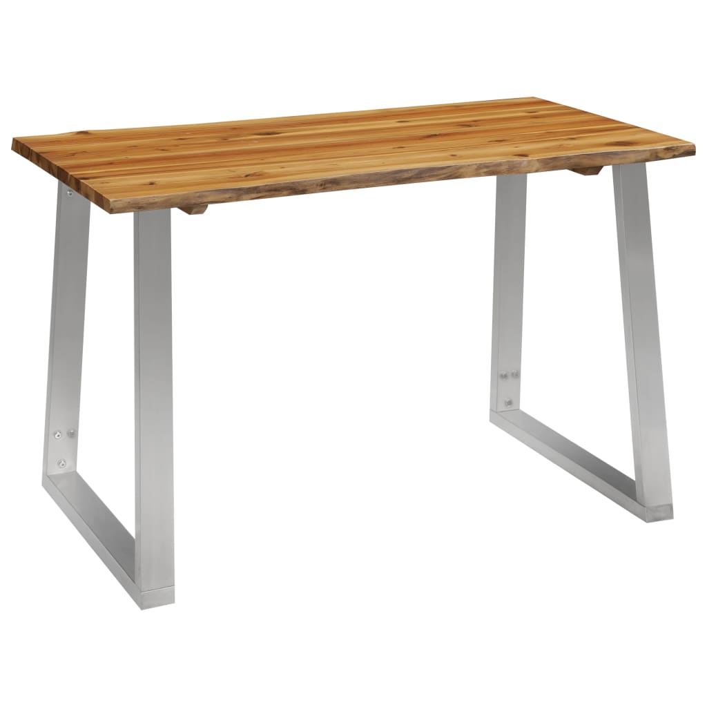 vidaXL Jedálenský stôl 120x65x75 cm masívne akáciové drevo a nehrdzavejúca oceľ