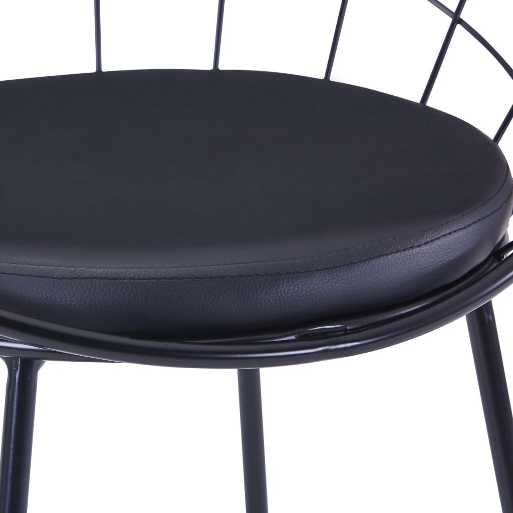 vidaXL Jedálenské stoličky so sedadlami z umelej kože 6 ks čierne oceľ