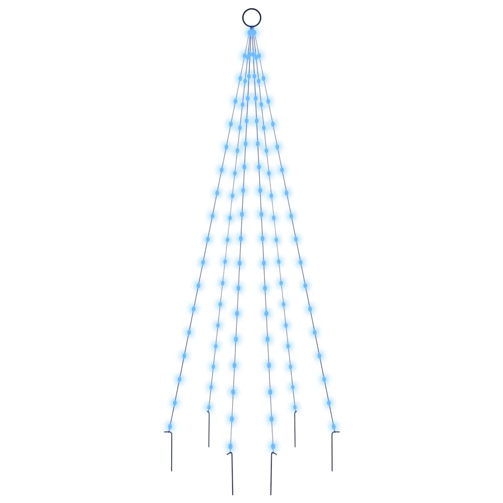 vidaXL Vianočný stromček na tyč 108 modrých LED 180 cm