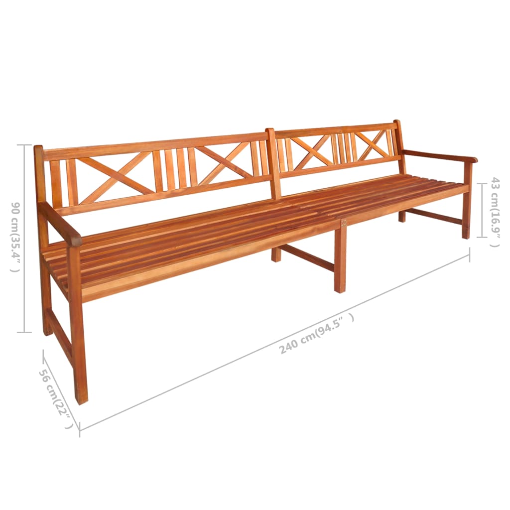 vidaXL Záhradná lavička s podložkami 240 cm akáciový masív