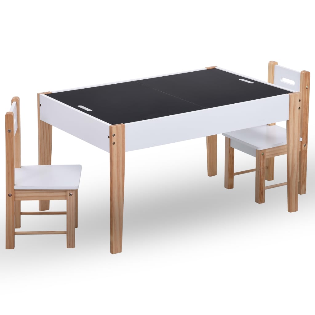 vidaXL 3-dielna sada detského stola+tabuľa a stoličky, čierno biela