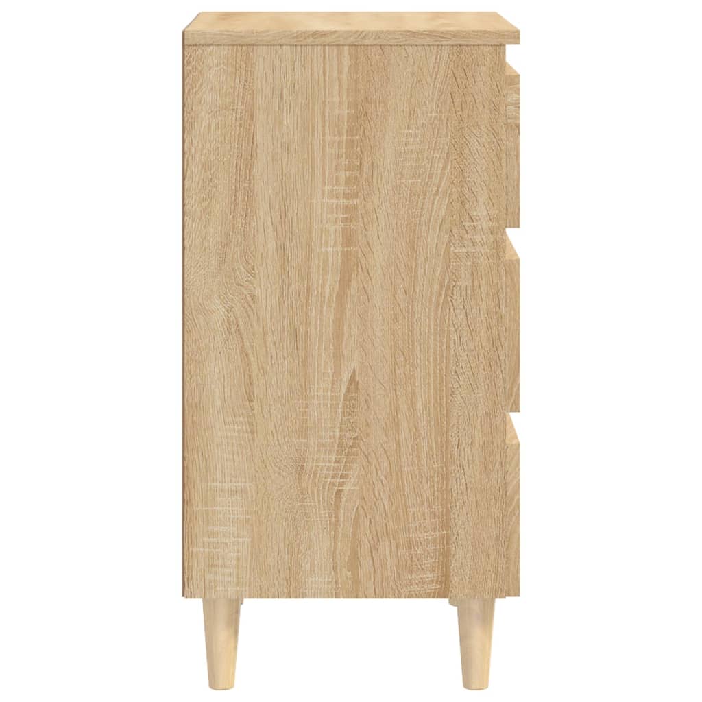 vidaXL Nočný stolík nohy z masívneho dreva dub sonoma 40x35x69 cm
