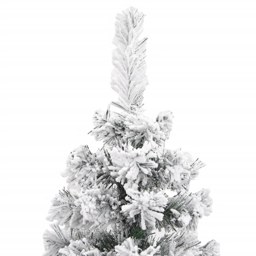 vidaXL Úzky umelý vianočný stromček, zasnežený, zelený 210 cm, PVC