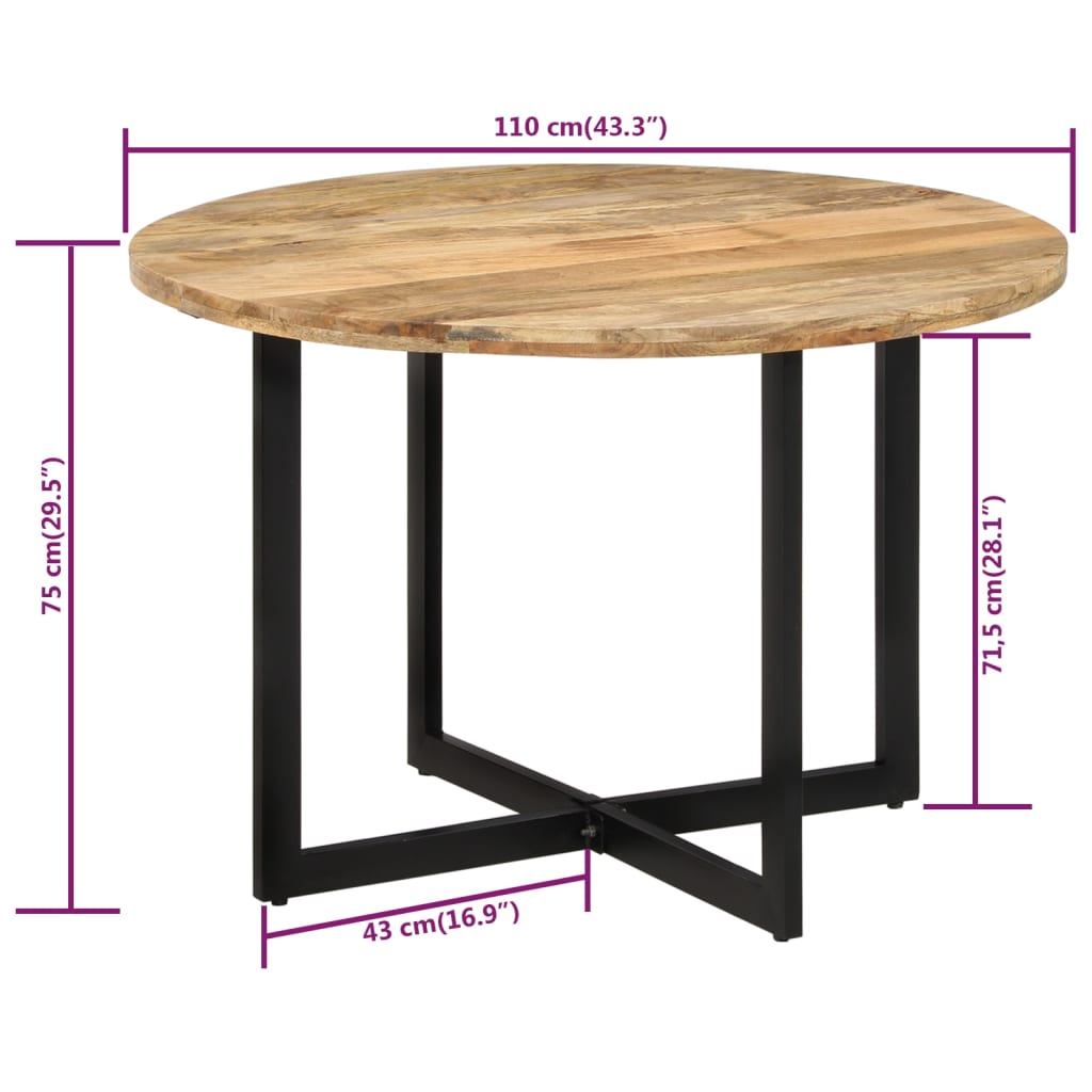 vidaXL Jedálenský stôl 110x75 cm mangovníkový masív
