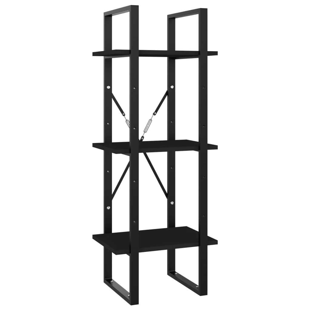 vidaXL 3-poschodová knižnica čierna 40x30x105 cm drevotrieska