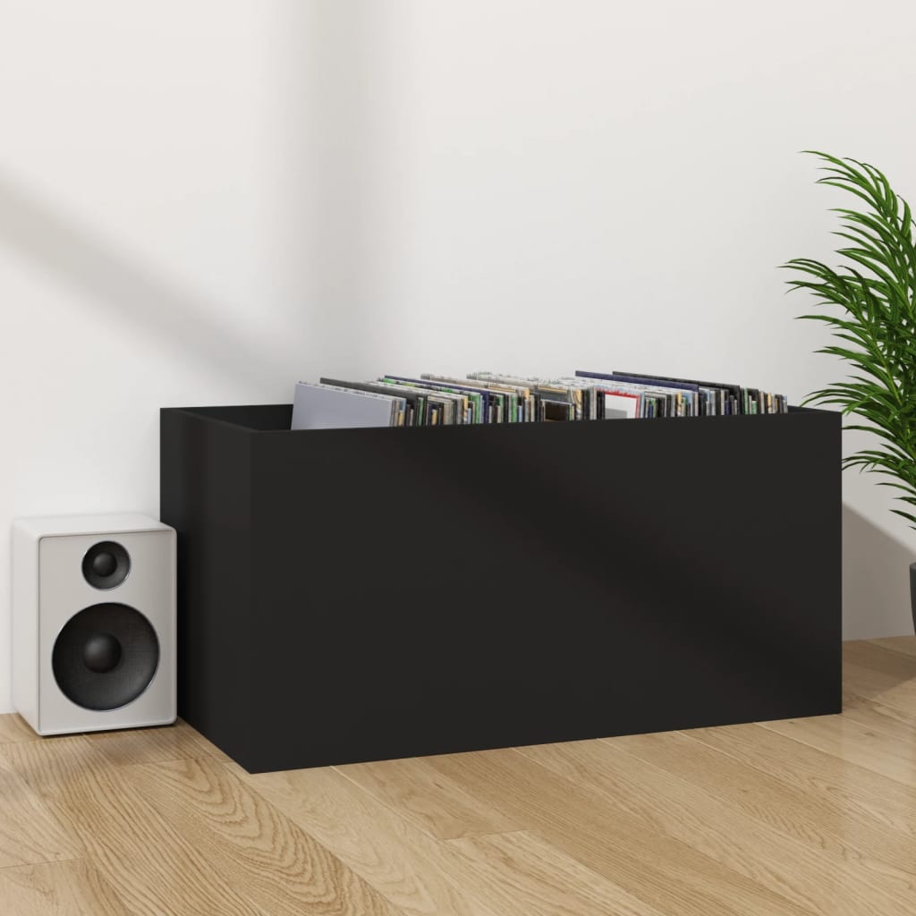 vidaXL Úložný box na vinyly, čierny 71x34x36 cm, kompozitné drevo