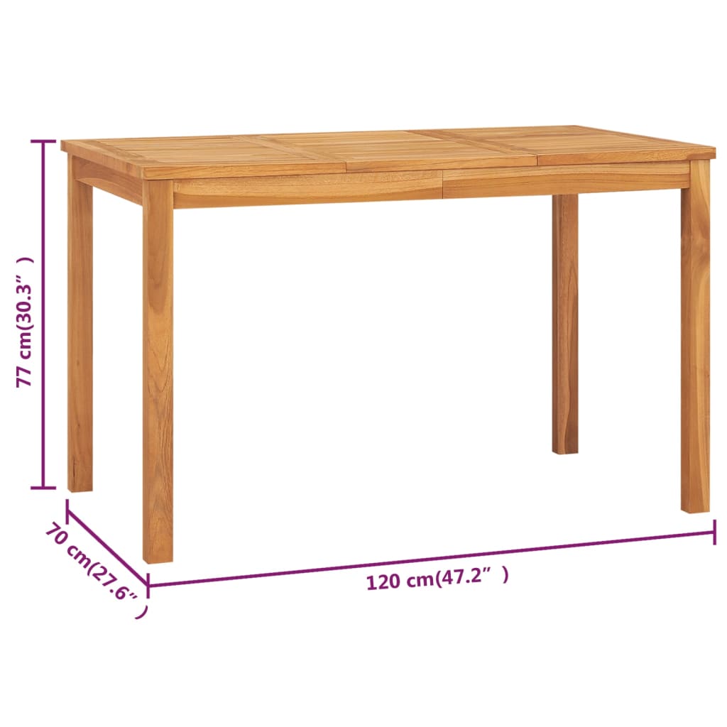 vidaXL Záhradný jedálenský stôl 120x70x77 cm tíkový masív