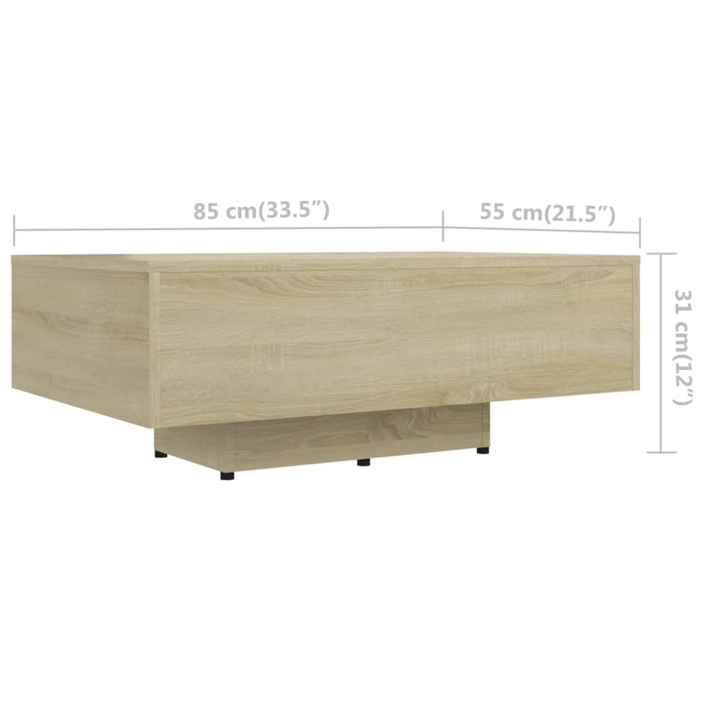 vidaXL Konferenčný stolík, dub sonoma 85x55x31 cm, drevotrieska