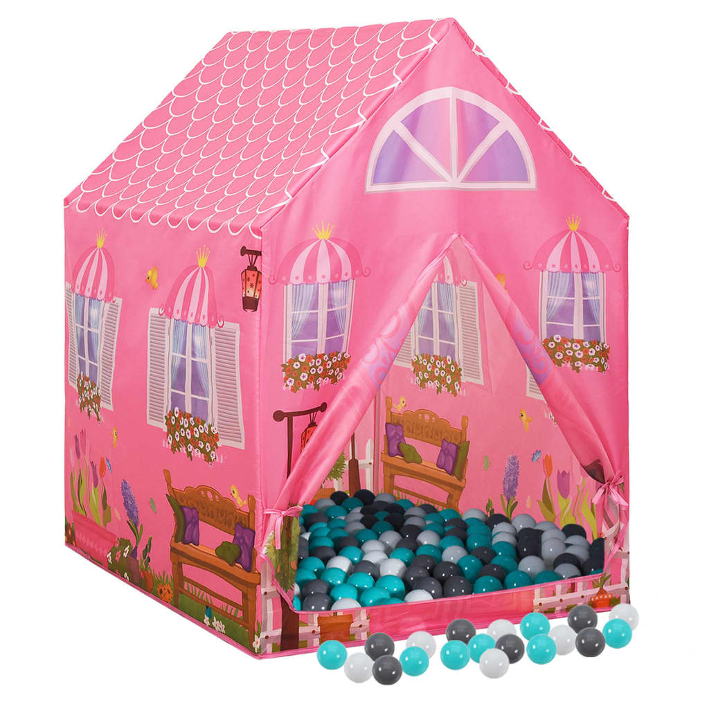 vidaXL Detský stan na hranie s 250 loptičkami ružový 69x94x104 cm
