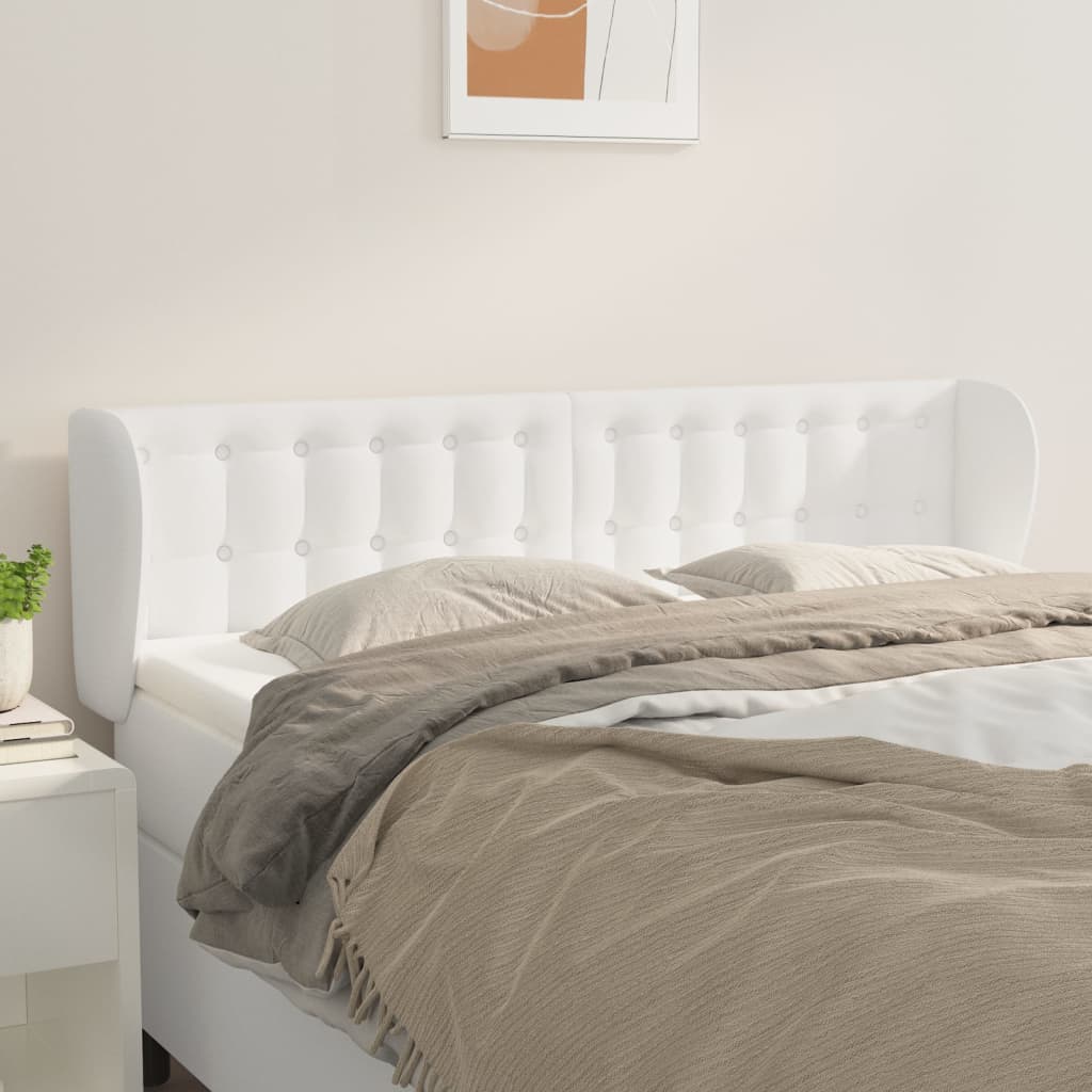 vidaXL Čelo postele so záhybmi biely147x23x78/88 cm umelá koža