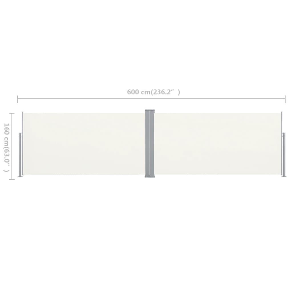 vidaXL Zaťahovacia bočná roleta, 160x600 cm, krémová