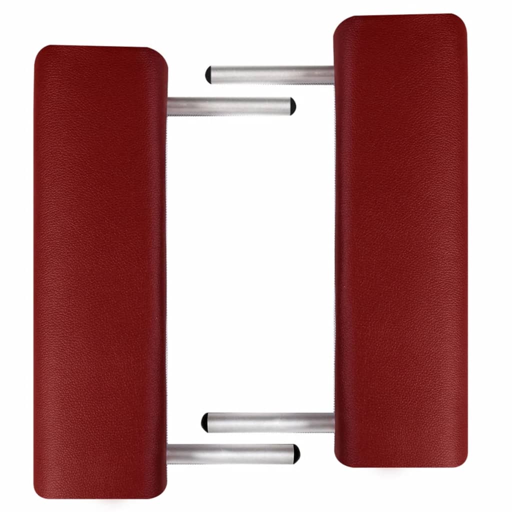 Červený skladací masážny stôl, 2 zóny, hliníkový rám