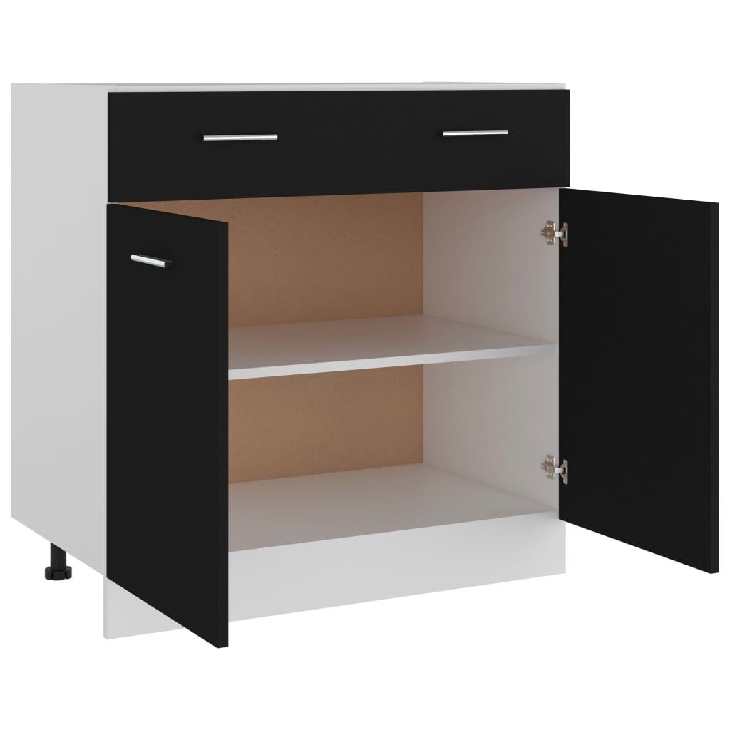 vidaXL Spodná skrinka+zásuvka, čierna 80x46x81,5 cm, kompozitné drevo