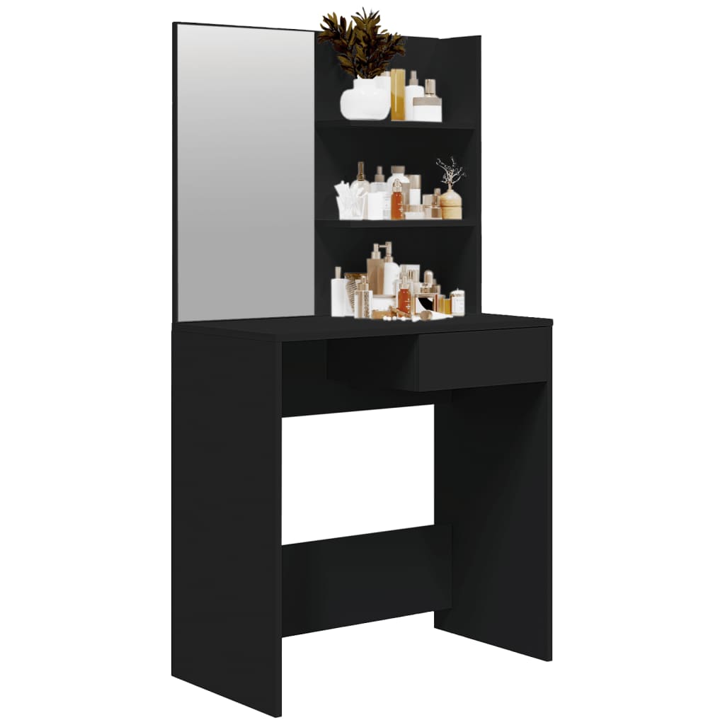 vidaXL Toaletný stolík so zrkadlom čierny 74,5x40x141 cm