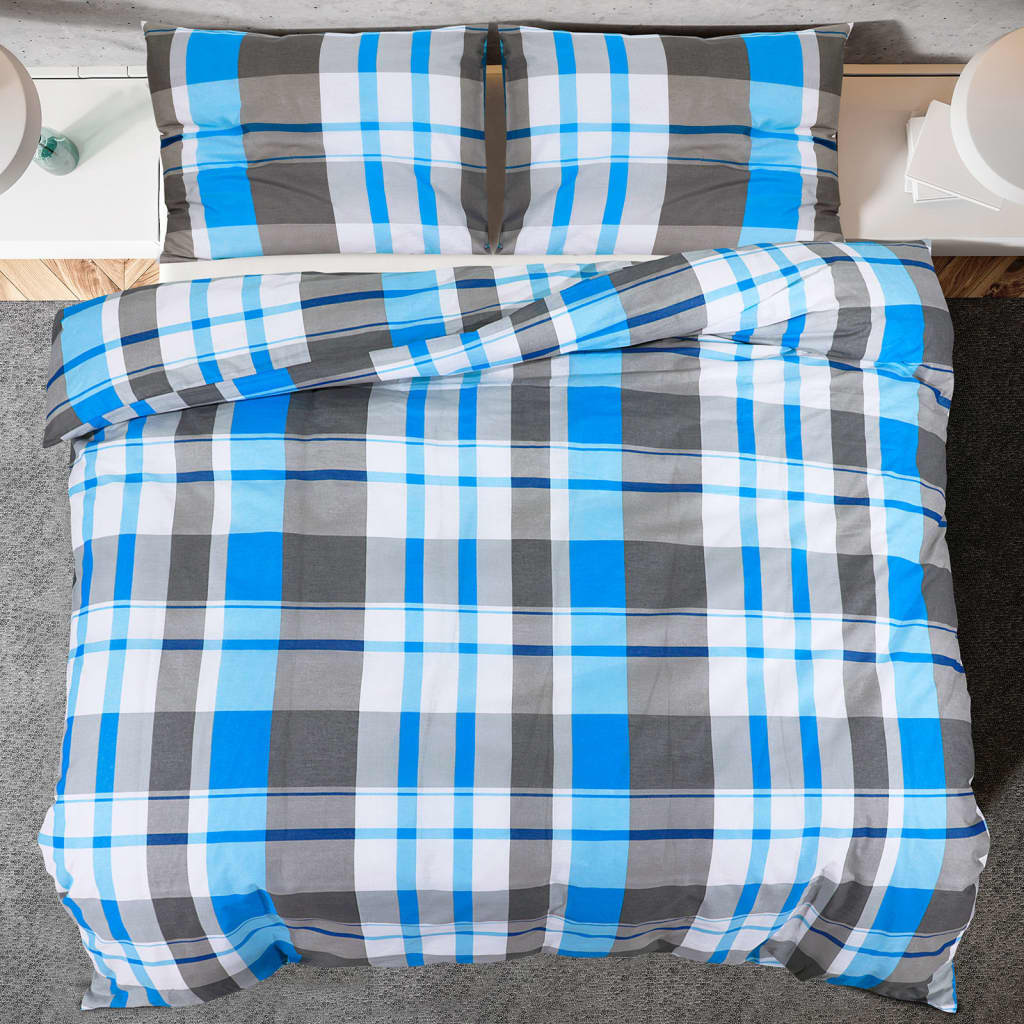 vidaXL Súprava obliečok modro-sivá 220x240 cm bavlna