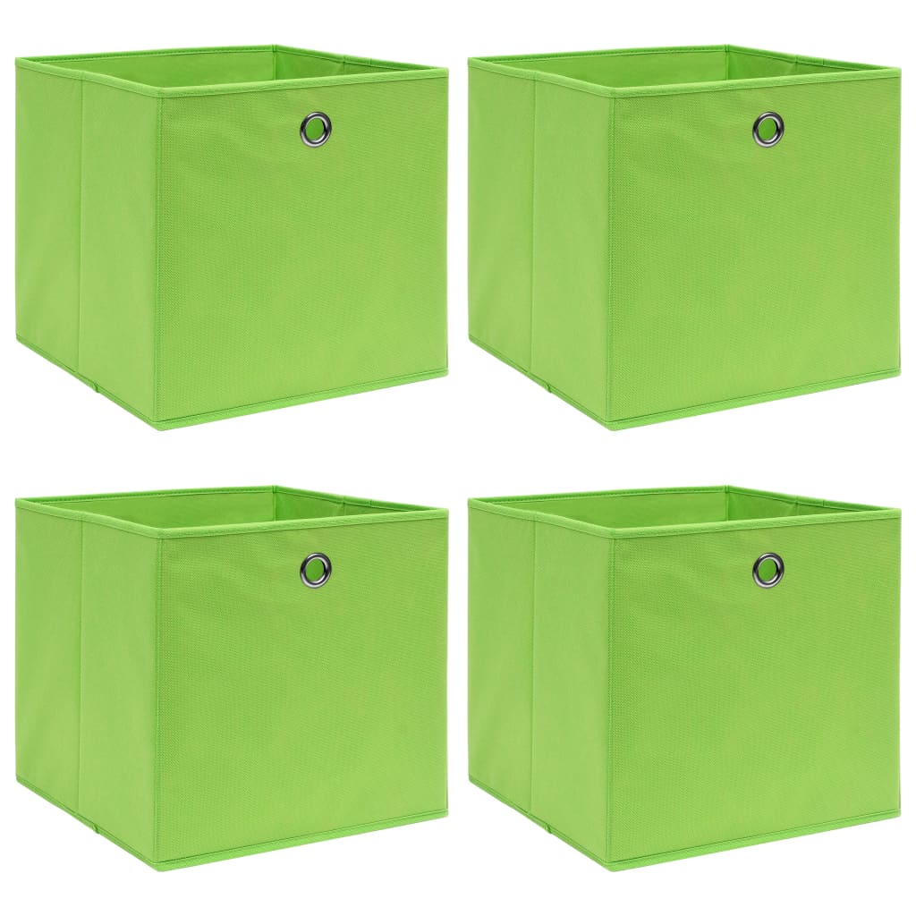 vidaXL Úložné boxy 4 ks, zelené 32x32x32 cm, látka