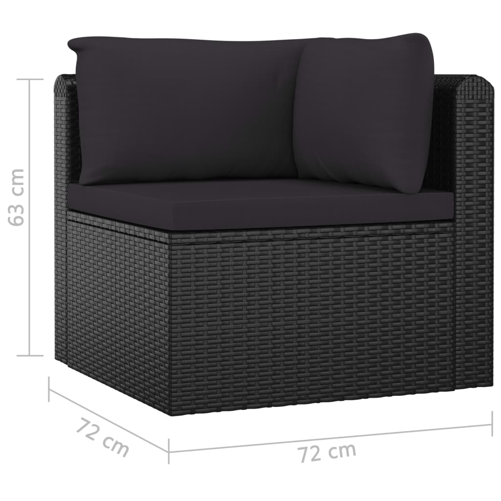 vidaXL 11-dielna záhradná sedacia súprava s vankúšmi čierna polyratanová