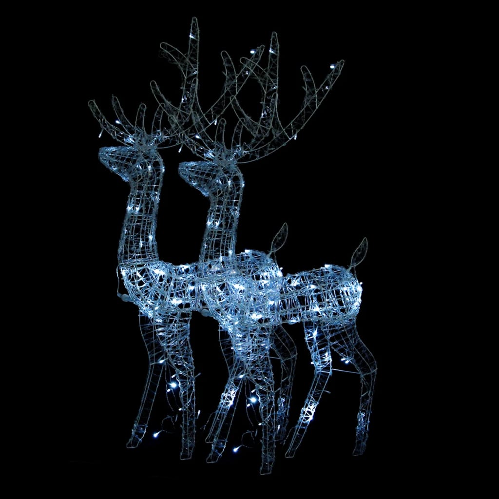 vidaXL Akrylový soby vianočné ozdoby 2 ks 120 cm studená biela