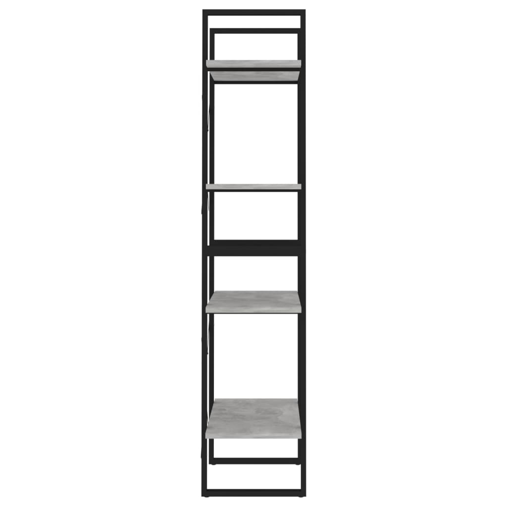 vidaXL 4-poschodová knižnica betónová sivá 60x30x140 cm drevotrieska