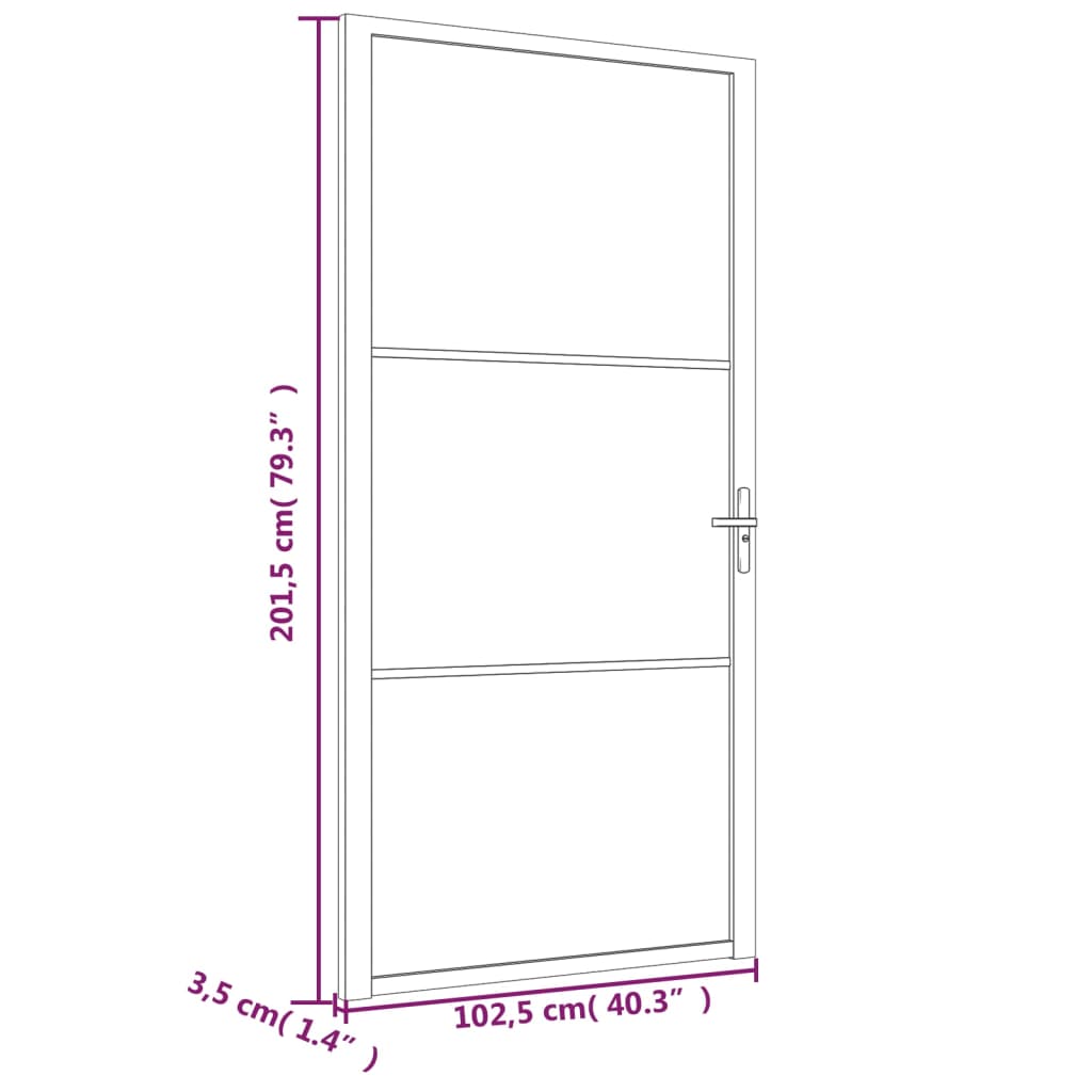 vidaXL Vnútorné dvere 102,5x201,5 cm čierne ESG sklo a hliník