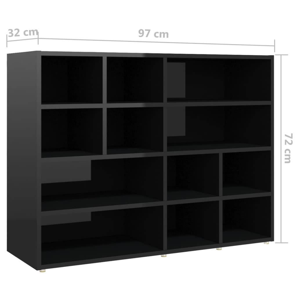 vidaXL Príručná skrinka lesklá čierna 97x32x72 cm drevotrieska