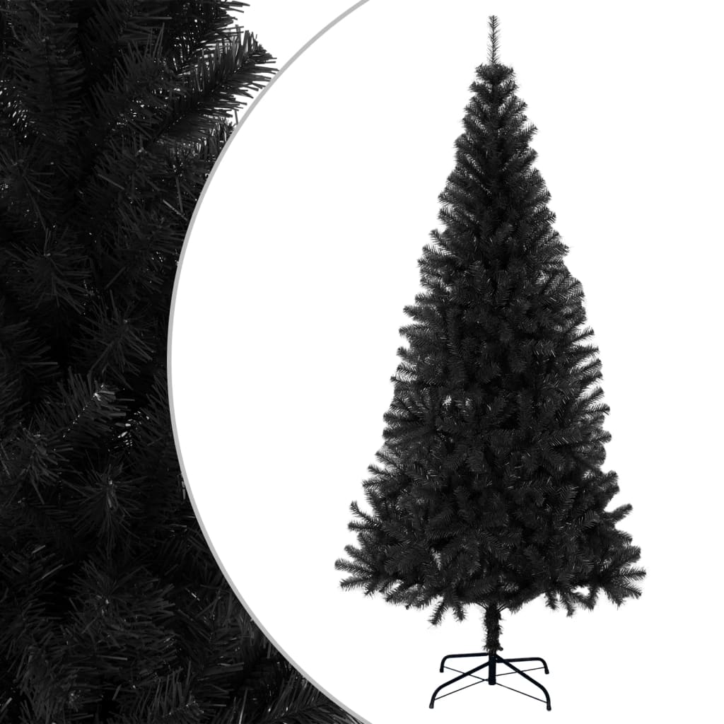 vidaXL Umelý vianočný stromček so stojanom, čierny 240 cm, PVC