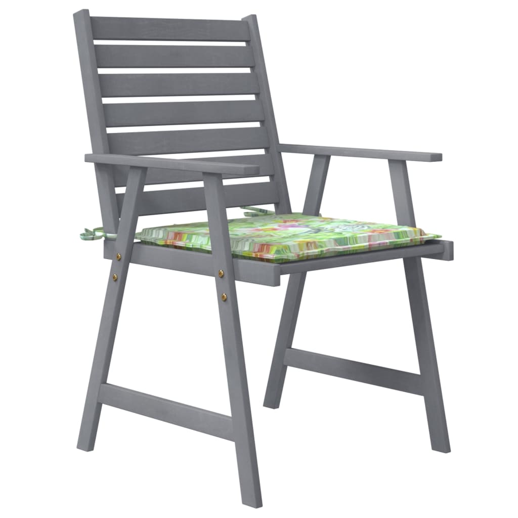 vidaXL Záhradné jedálenské stoličky s vankúšmi 4 ks akáciový masív