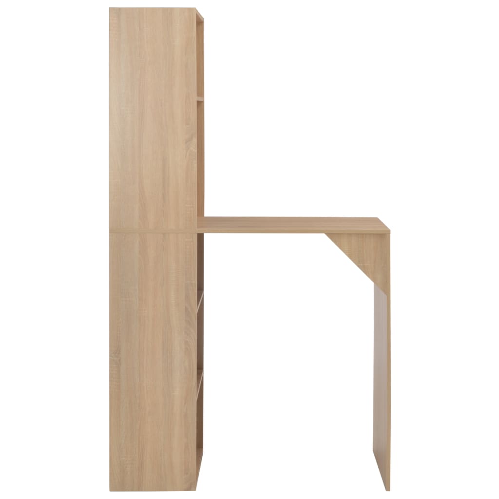 vidaXL Barový stôl so skrinkou, dubová farba 115x59x200 cm