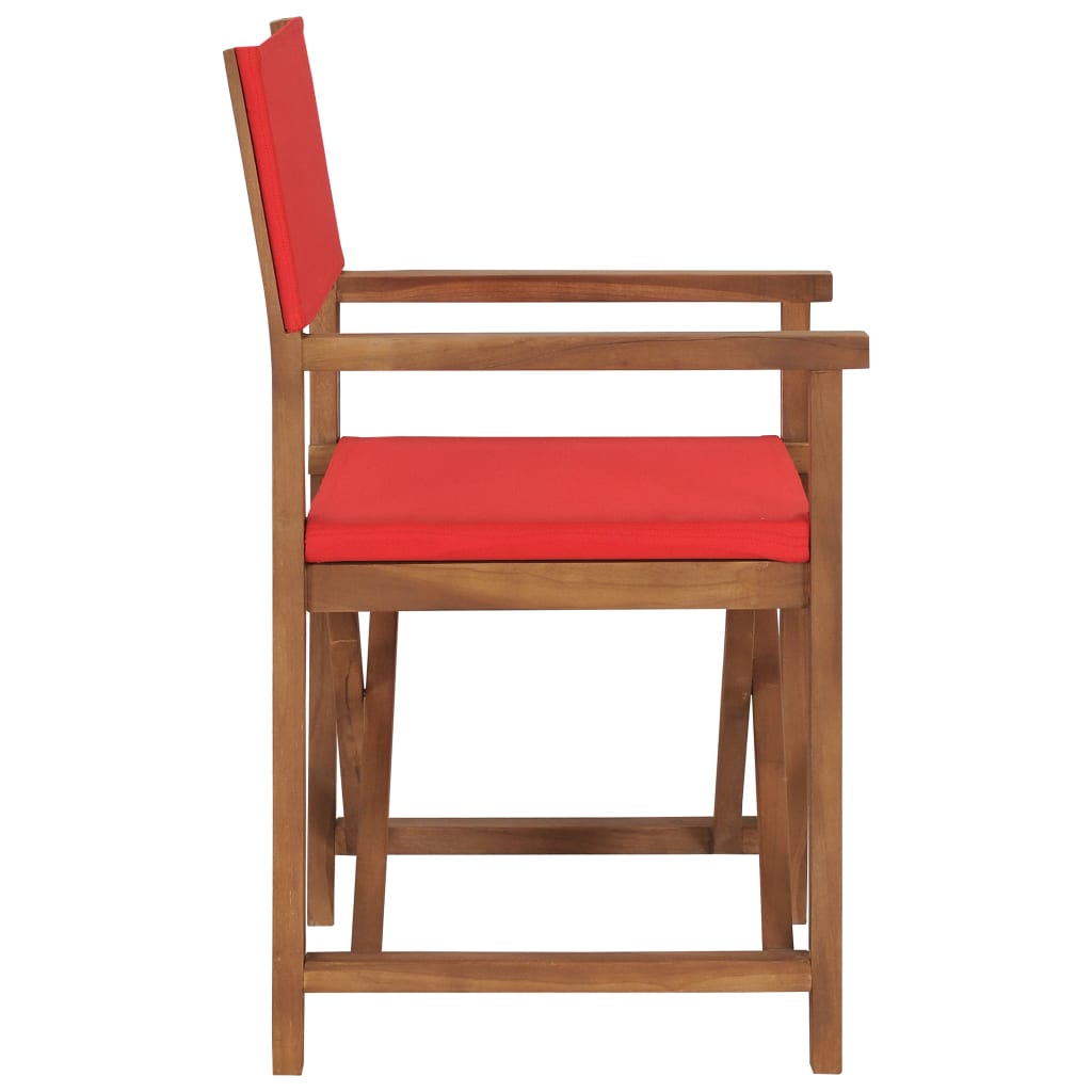 vidaXL Režisérska stolička, tíkový masív, červená