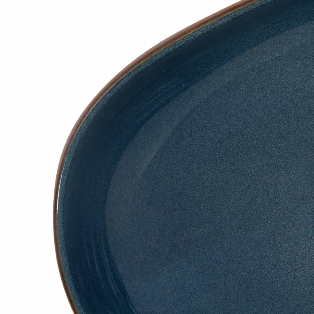 vidaXL Umývadlo na dosku hnedé a modré oválne 59x40x14 cm keramické