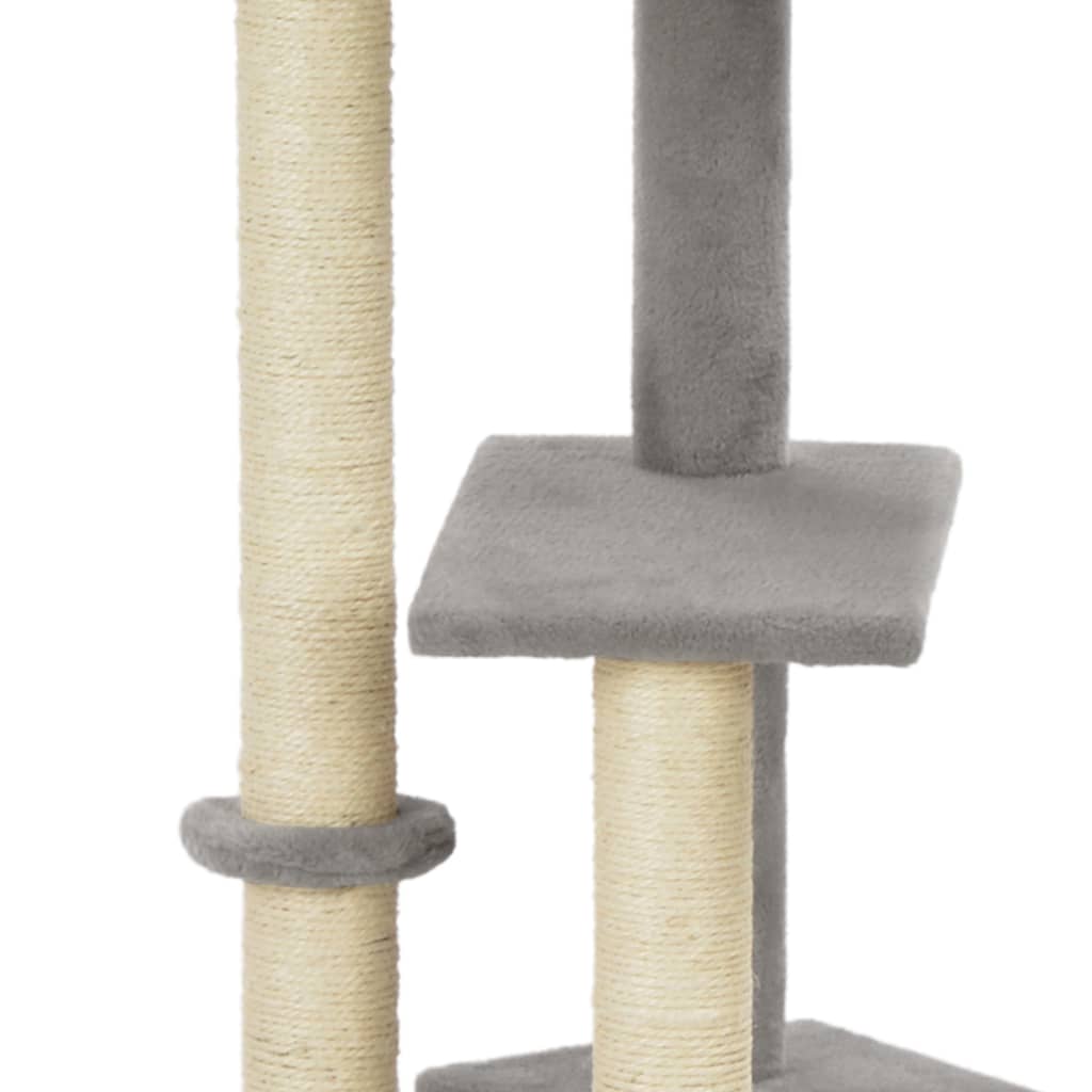 vidaXL Škrabadlo pre mačky so sisalovými stĺpikmi, sivé 125 cm