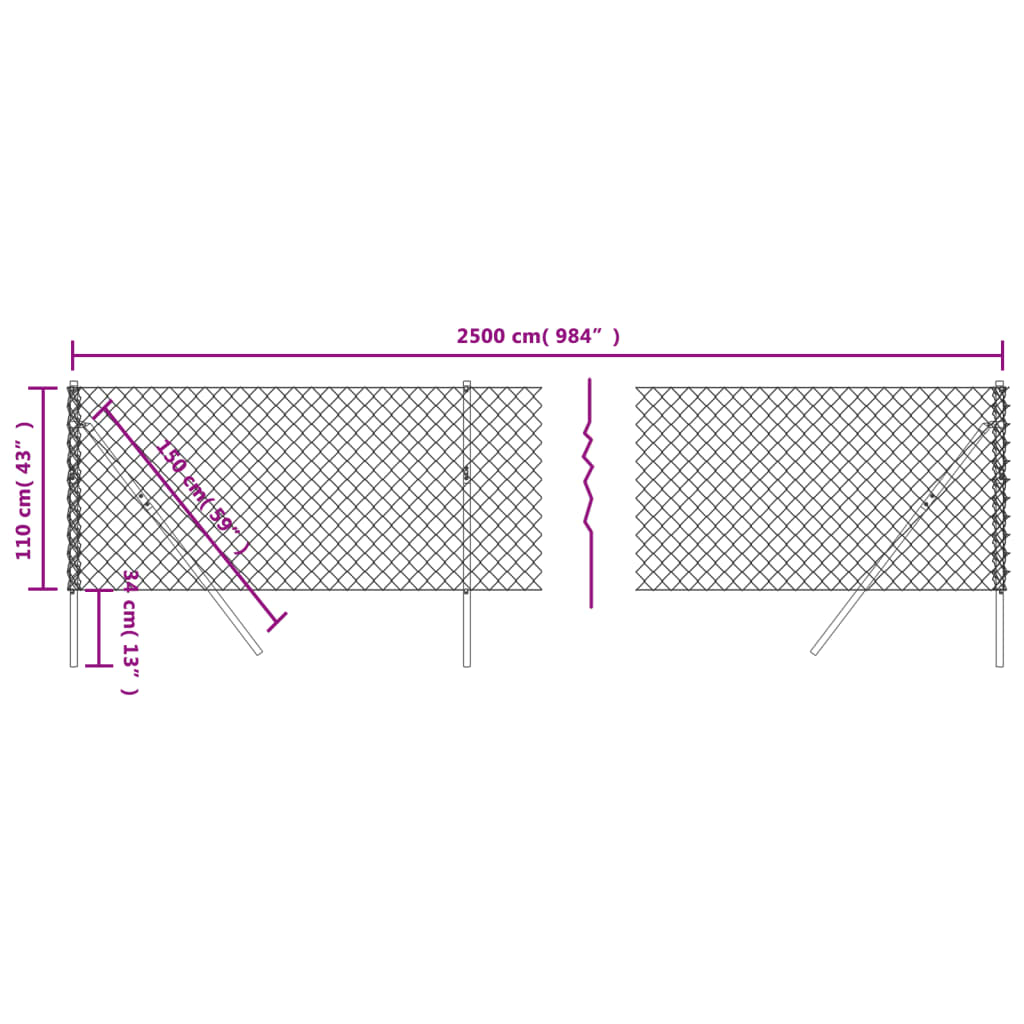 vidaXL Drôtený plot zelený 1,1x25 m