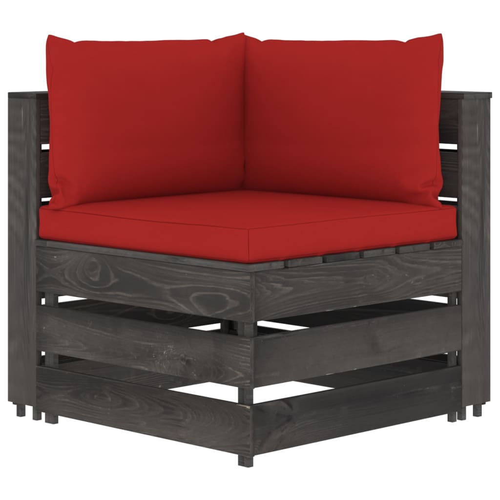 vidaXL 7-dielna sedacia súprava s podložkami, sivá, impregnované drevo