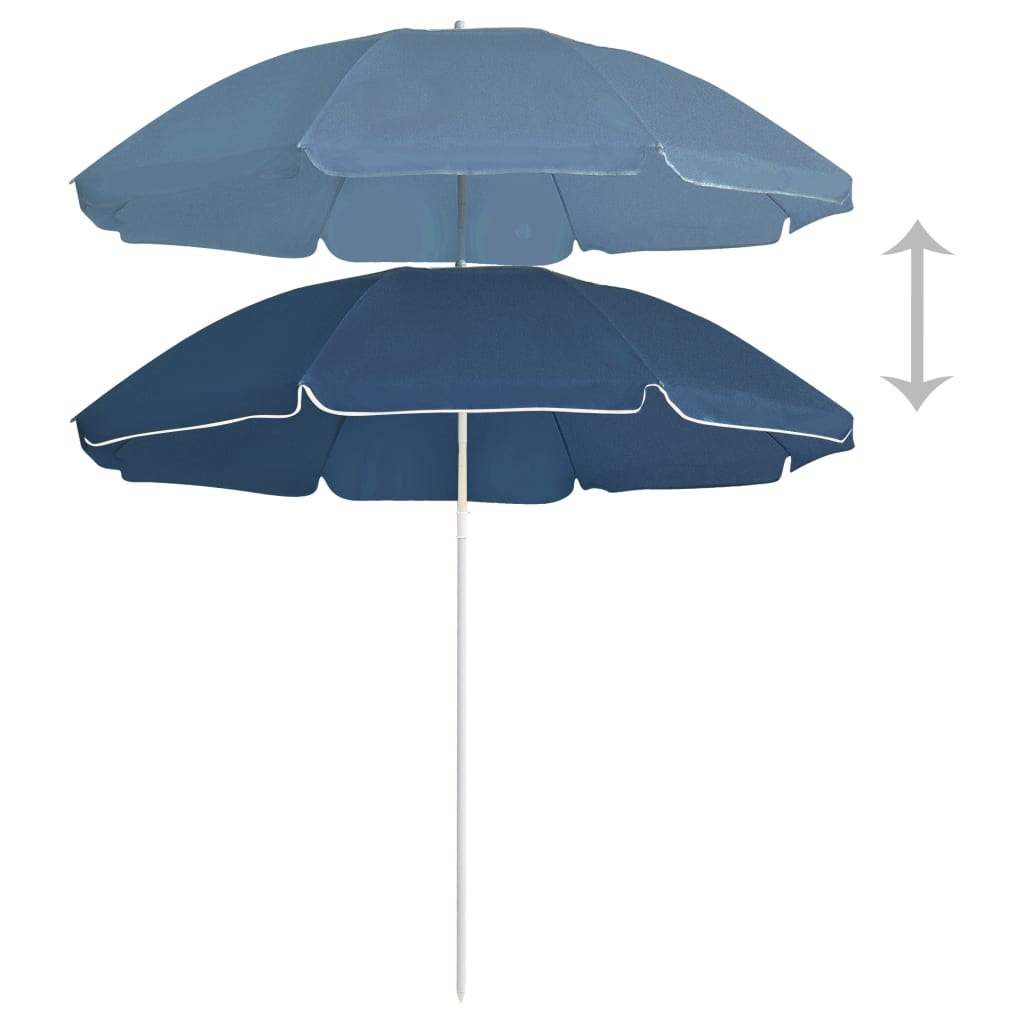 vidaXL Vonkajší slnečník s oceľovou tyčou 180 cm modrý