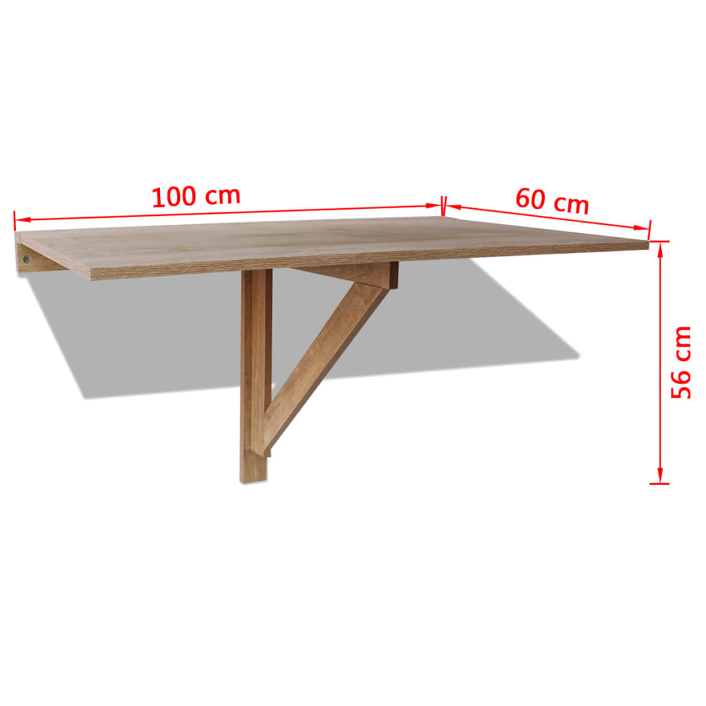 vidaXL Skladací stolík na stenu, dubová farba 100x60 cm