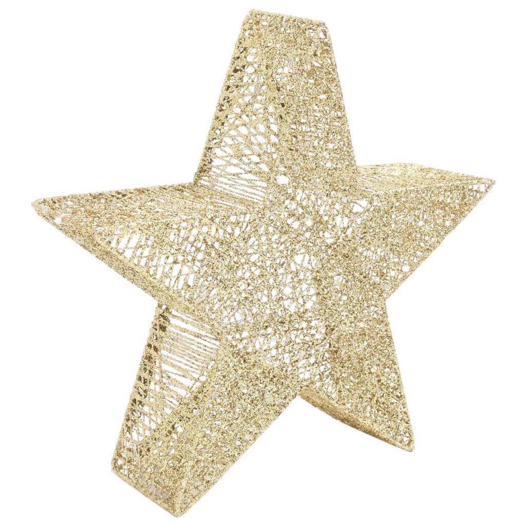 vidaXL Vianočné hviezdy 3 ks, zlatá sieťovina, LED, dovnútra aj von