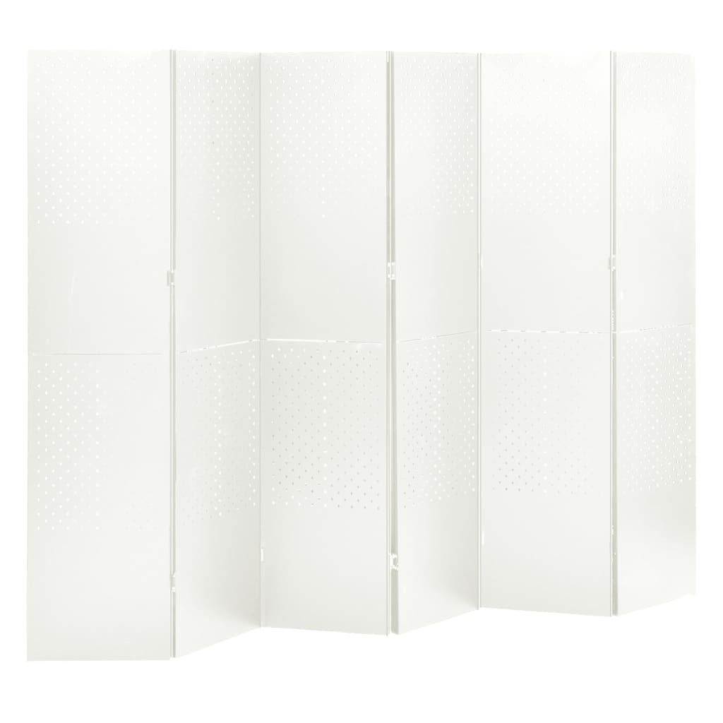 vidaXL 6-panelové paravány 2 ks biele 240x180 cm oceľ