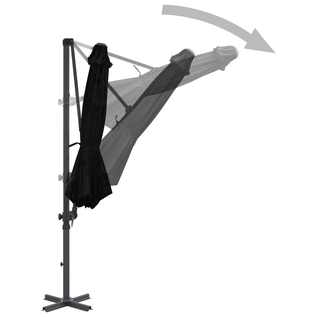 vidaXL Závesný slnečník s hliníkovou tyčou čierny 300 cm