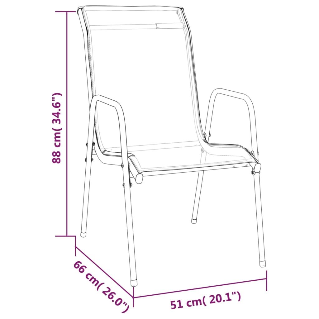vidaXL Záhradné stoličky 4 ks oceľ a textilén čierne