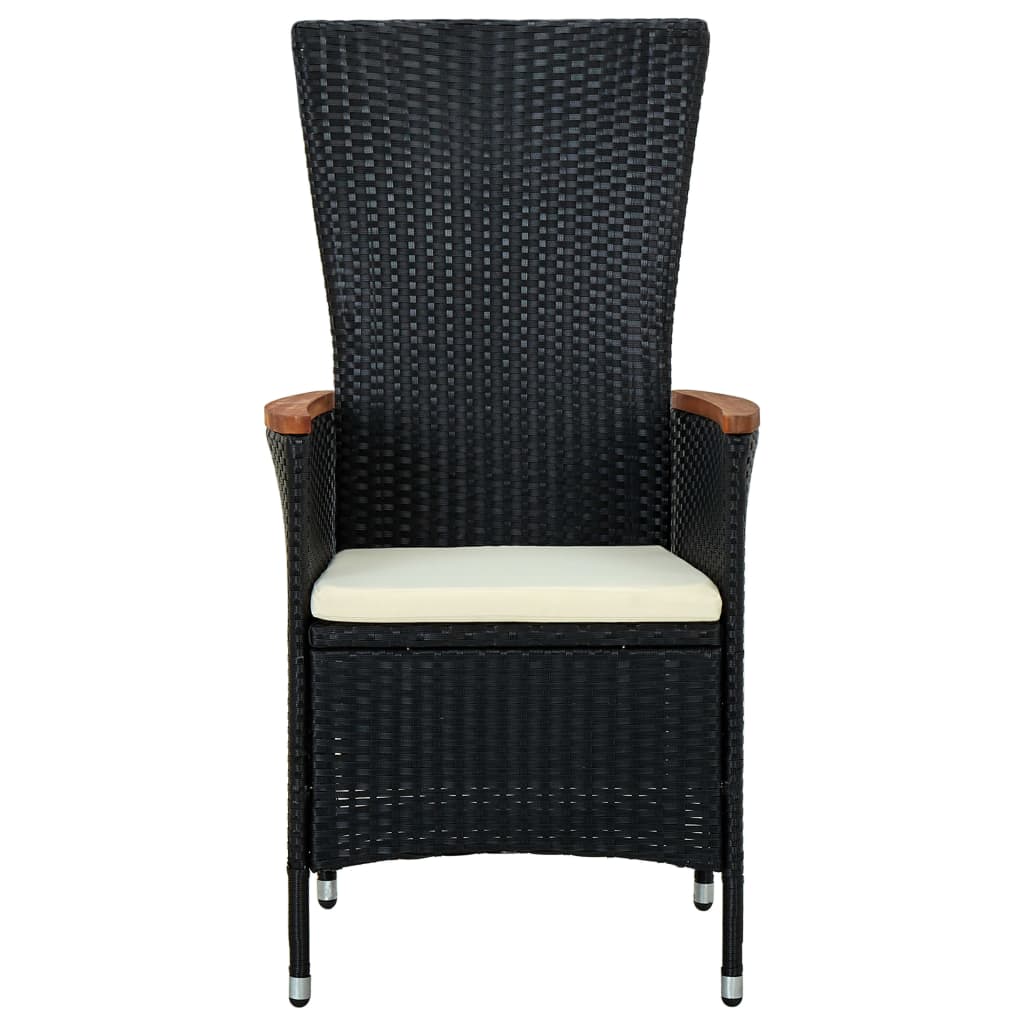vidaXL Vonkajšie stoličky 2 ks s podložkami, polyratan, čierne